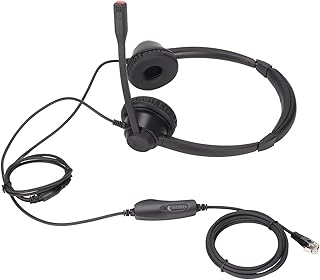 RJ9 Port Headset with Microphone, Call Center Headphone Noise Cancelling Mic Wideband Computer Headset for Business UC Skype Lync Office