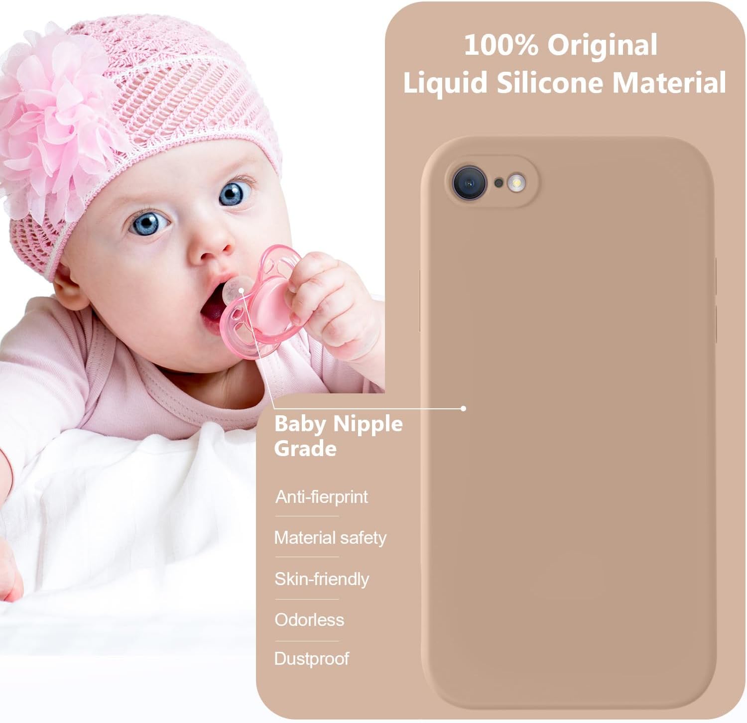  for iPhone SE Case 2022/3rd/2020,iPhone 8/7 Case, Upgraded Liquid Silicone with [Flat Edges] [Camera Protection] [Soft Anti-Scratch Microfiber Lining] Phone Case for iPhone SE - Light Brown thumbnail