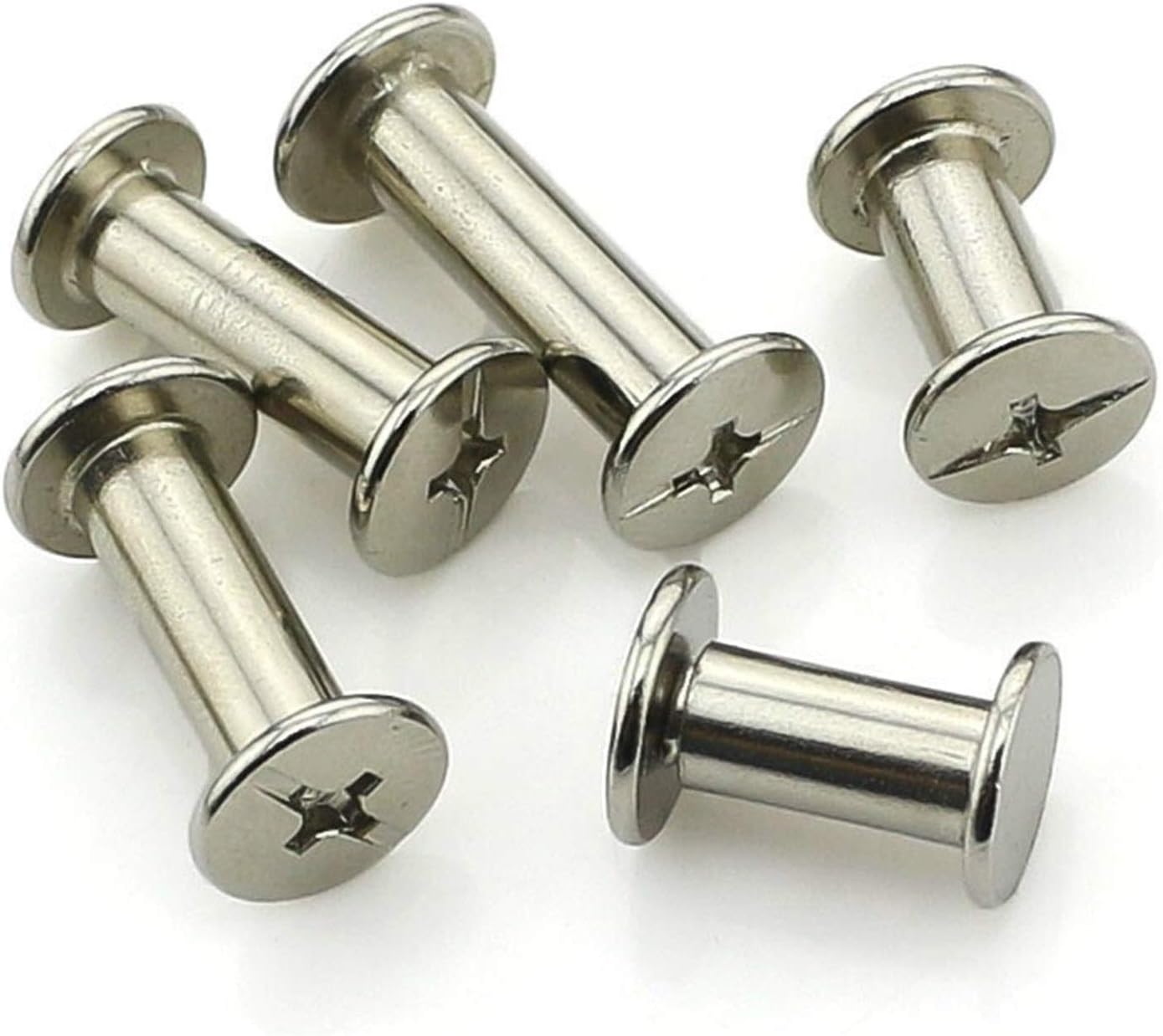 Metal Binding Screws Nails, 20PCS M55/6/8.20 /10PCS-M525-50 Electroplating Nickel Bench Screws,Billing Screws,Mica Rivets, Photo Buttering Screws (Color : 30mm10PCS, Size : M5)