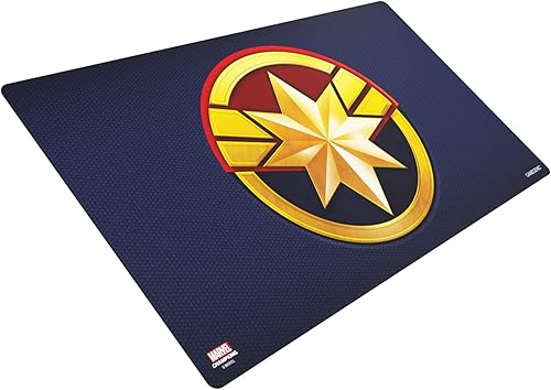 Miniatura 1 de Gamegenic Alfombra de juego – Playmat: Marvel Champions: Captain Marvel – Smooth & Tough – Compatible con Magic The Gathering Commander Deck, cartas