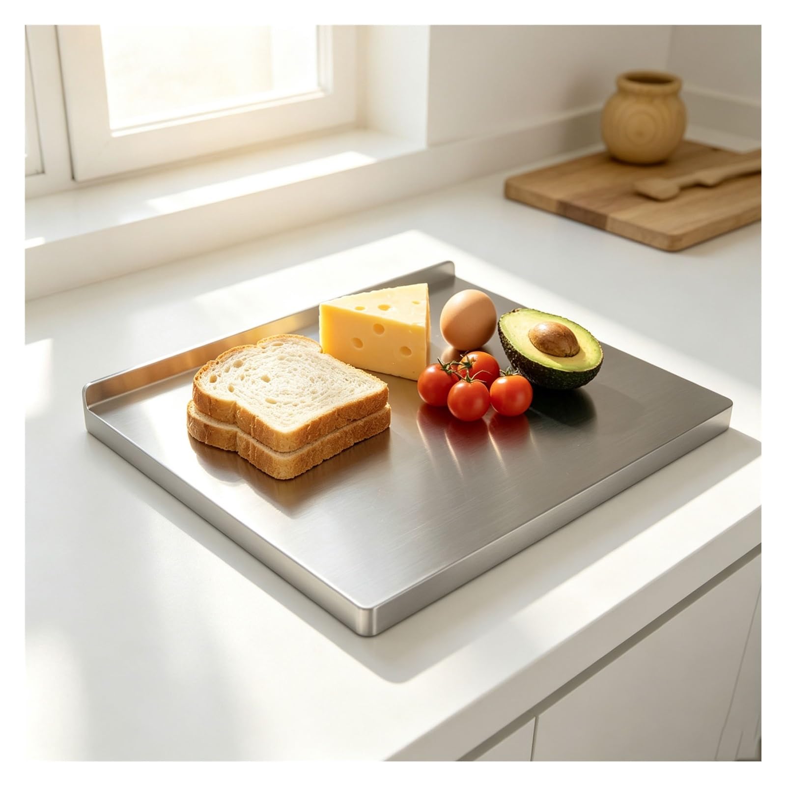 Tabla de cortar de acero inoxidable higiénica y antideslizante para encimera de cocina de 40x50cm