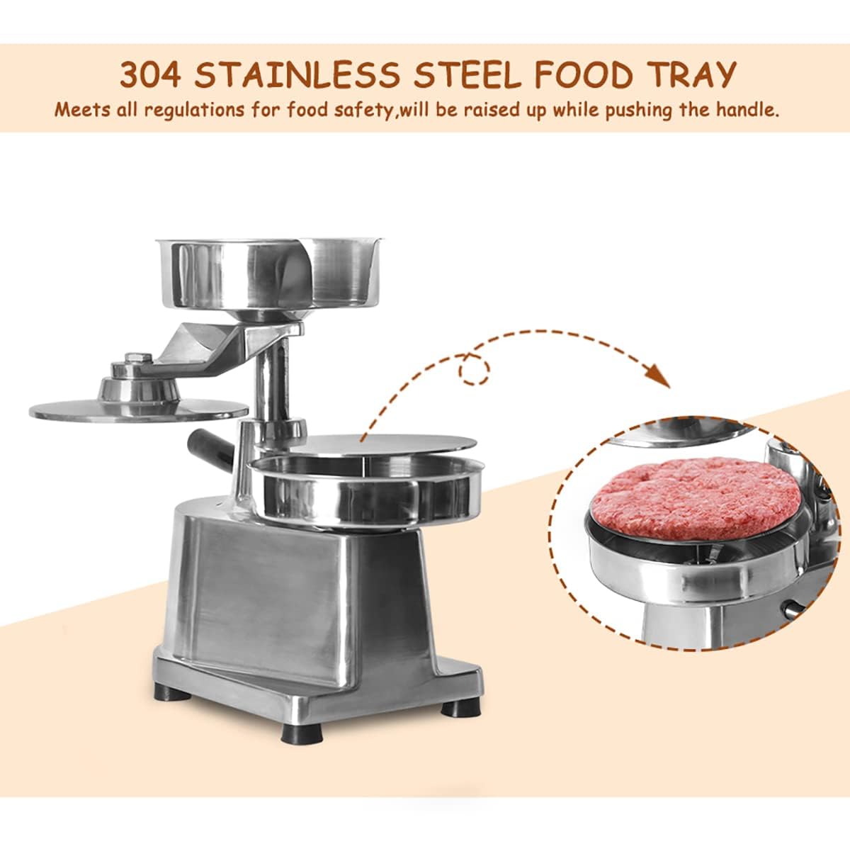 Pressa per Hamburger Commerciale, Macchina per Hamburger Manuale in Acciaio Inox, pressa per Hamburger con 500 Fogli di Carta per Hamburger, per Ristorante, Hotel, Mensa, 150 mm