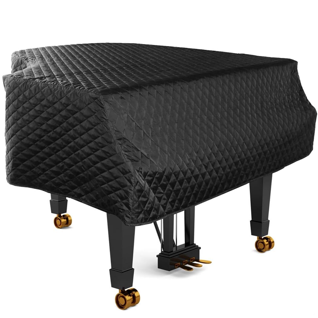 Funda negra para piano de cola, algodón suave y protector de nailon, 62 x 60 pulgadas, para protección contra el polvo y la humedad