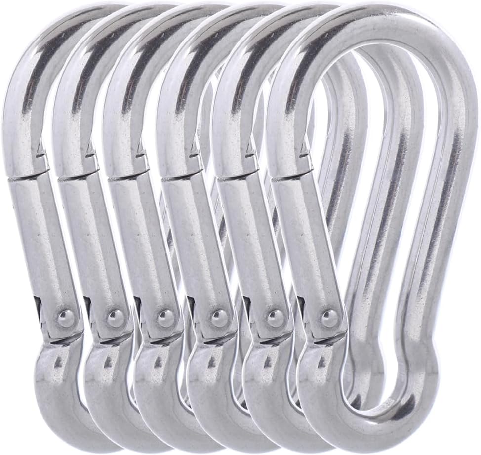 Carabiner Clips, 316 Stainless Steel Carabiner Clip, Heavy Duty Carabiner Hooks, Keychain Carabiners, Multi-Purpose Spring Snap Hook for Dog Leash, Outdoor Camping, Swing, Hammock