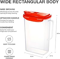 Vista 3 de LOCK & LOCK Aqua Jarra de agua para puerta de nevera con asa Jarra de plástico sin BPA con tapa abatible perfecta para hacer tés y jugos, 2 litros