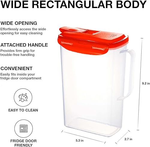 Miniatura 3 de LOCK & LOCK Aqua Jarra de agua para puerta de nevera con asa Jarra de plástico sin BPA con tapa abatible perfecta para hacer tés y jugos, 2 litros