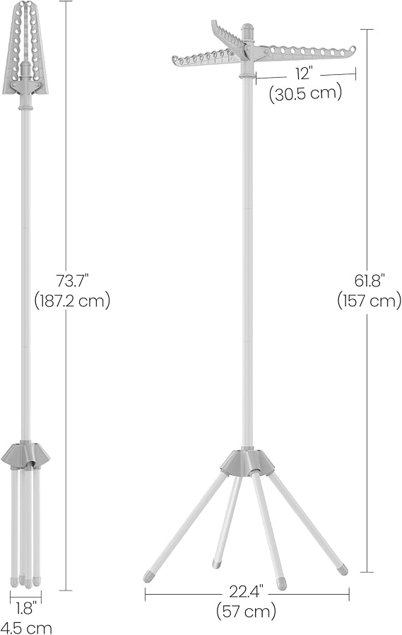 SONGMICS Clothes Airer,3-Leg Folding Indoor Clothes Drying Rack