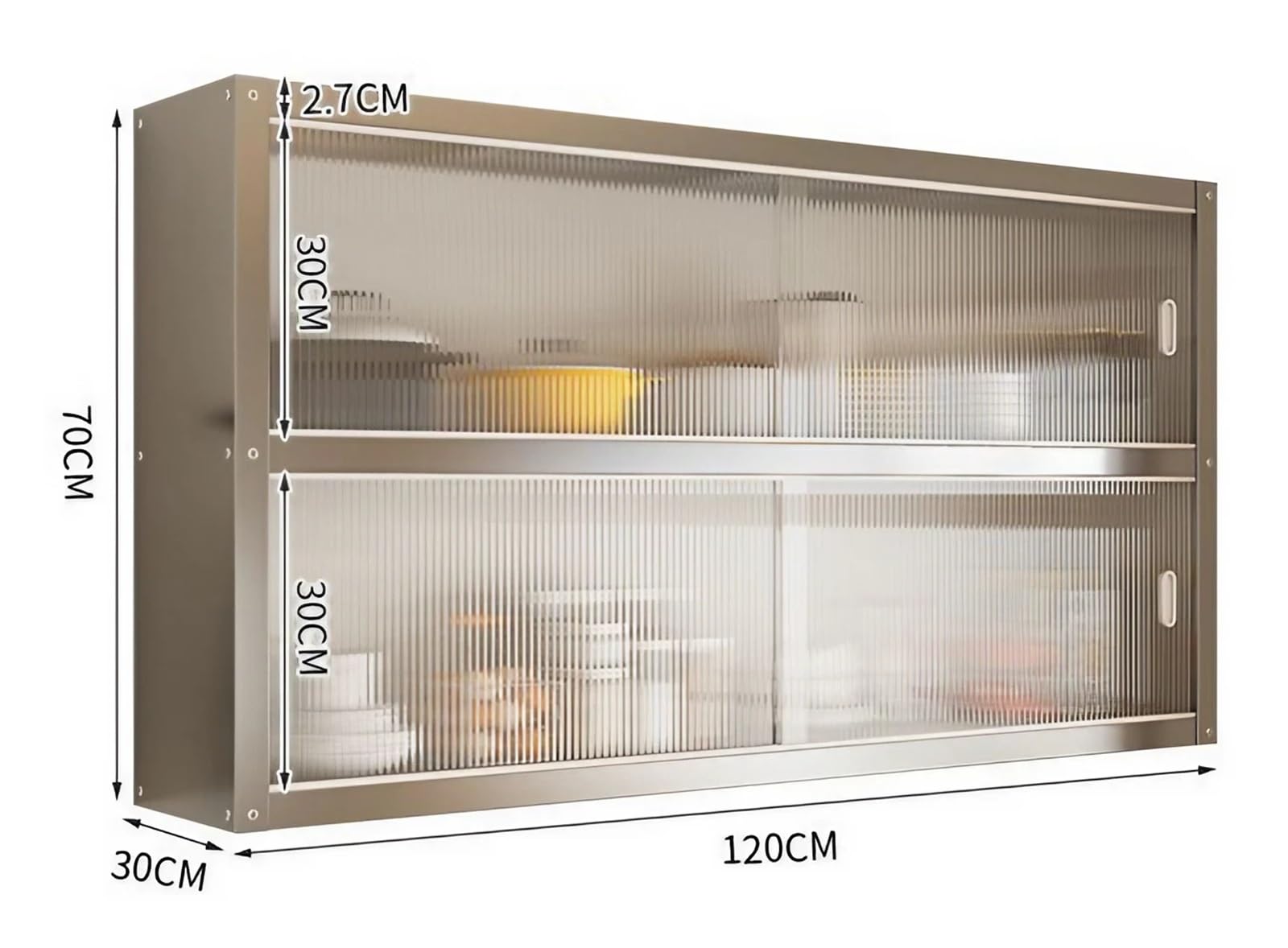 Armoire de rangement de cuisine en acier inoxydable avec portes coulissantes à fixation murale pour cuisine, salle de bain, bureau (120 x 30 x 70 cm) design durable et élégant