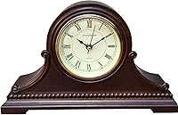 Solid Wood Mantel Clock with Westminster Chimes, Battery Operated Silent Quartz, 9x16x3 Walnut Finish for Shelf Decor