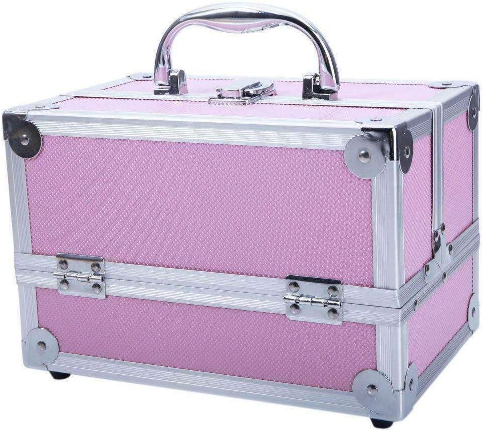 LKOP Large Makeup Train Case & Beauty Salon Organizer Box w/Mirror Pink Cosmetic-display-cases Makeup organizer Bathroom organizer Makeup bag Storage cabinet Bathroom storage Makeup vanity Make