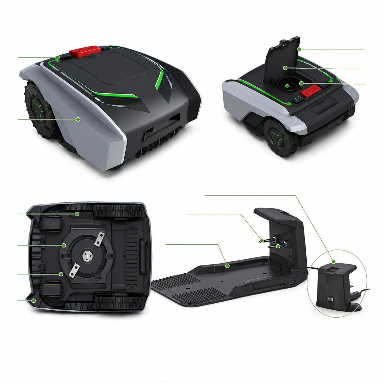 Cortacésped robótico, cortacésped automático con navegación inteligente, funcionamiento silencioso y compatibilidad con pendiente para césped grande