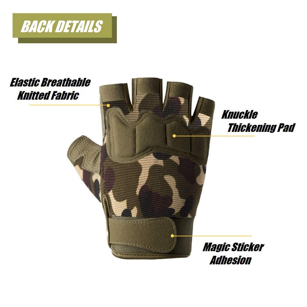 Hycoprot - Guantes sin dedos para exteriores, ligeros, transpirables y protectores para escalada, motocicleta, camping, escalada, al aire libre