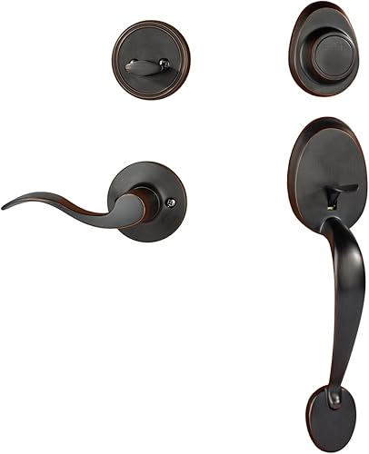 Dynasty Hardware COL-HER-405-12PR Colorado - Manija simulada para puerta delantera, bronce aceitado envejecido, con palanca Heritage, mano derecha