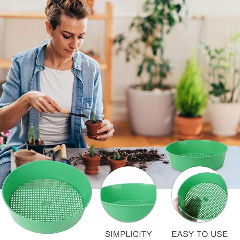 Rock Garden Sieve Soil Sifter, Round Plastic Soil Sifting Pan Sand Sifter Set, Sieves Sifting Soil, Large So Pan Sifter - Image 8