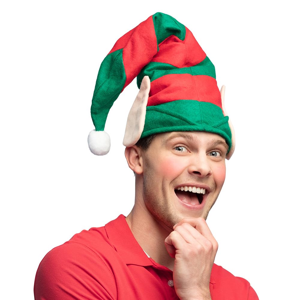 Boland 13305 Santa Hat with Elf Ears and Pompom, Elves, Santa Claus, Santa Claus