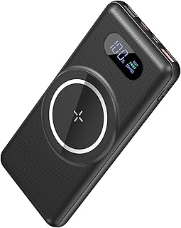 Magnetic Wireless Portable Charger 10000mAh, 15W Wireless Charging USB-C Power Bank 20W PD QC3.0 with 4 Output & 2 Input LED Display External Battery Pack for iPhone 15 14 13 ProMax Samsung and More