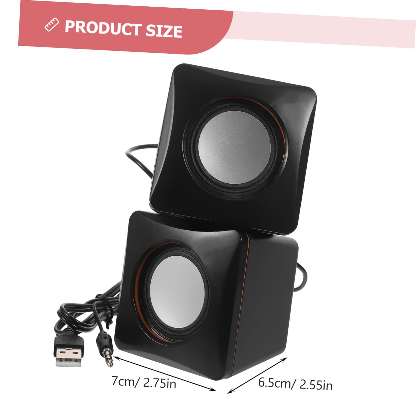 DIYEAH 1 Pair Mini USB Speaker Compact Audio System for Desktop and Travel Portable Music Player for Home Office Space Saving Design for Laptop and Use