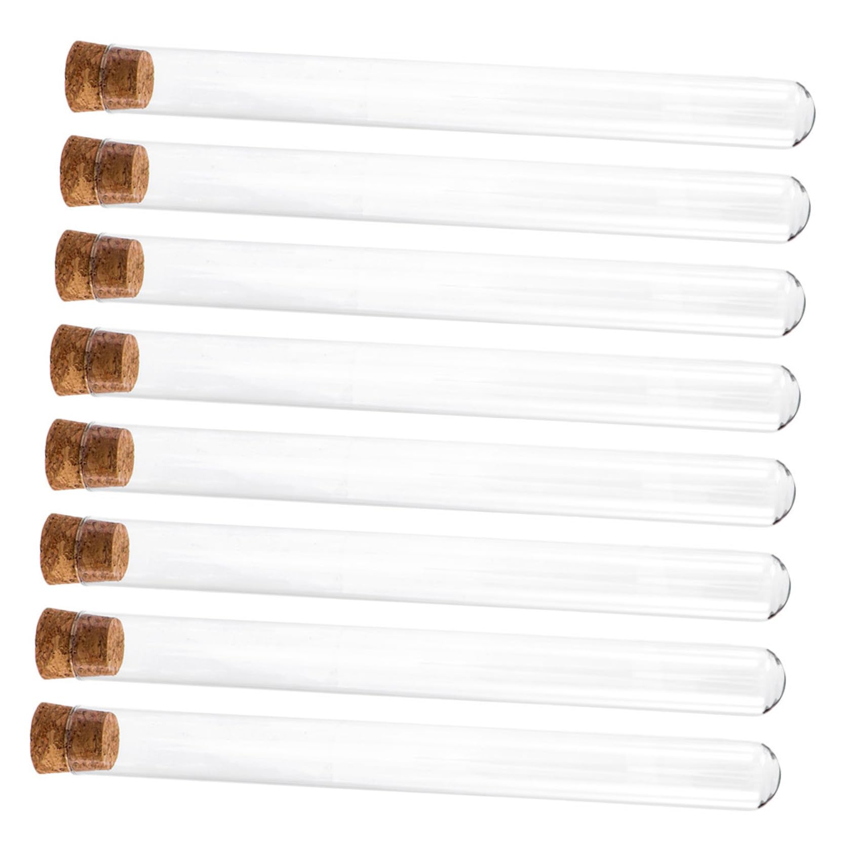 Tubes à Essai Verre 20 CM Fond Rond Lot de 8 Bouchons Liège pour Stockage Liquide et Expériences Scientifiques à Domicile Laboratoire