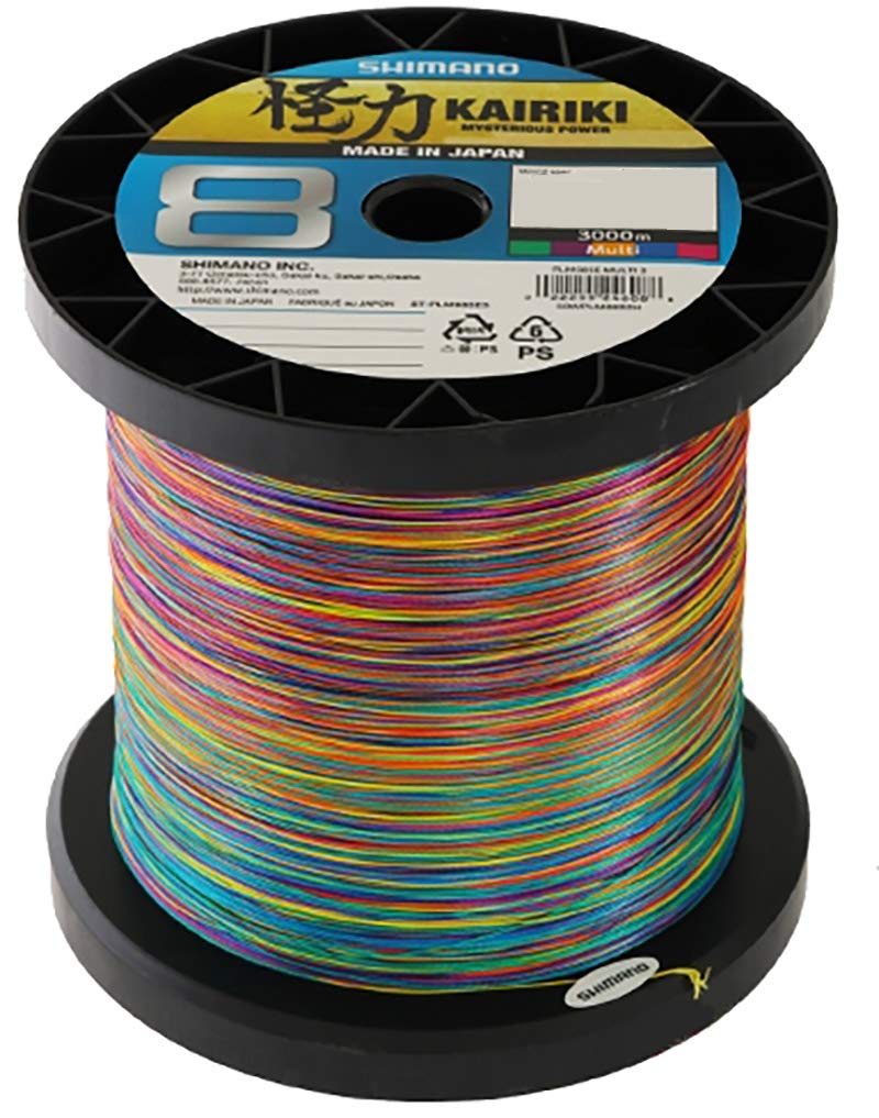 Shimano - Trenza de 8 hebras Kairiki 8, Multicolor 3000 m, D.0,42 mm, R.46,7 kg, 59WPLM98S2M