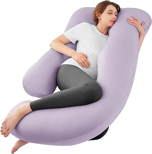 Miniatura 14 de Sasttie Almohadas de embarazo para dormir, almohada refrescante de cuerpo completo en forma de U con funda extraíble, imprescindible para mujeres
