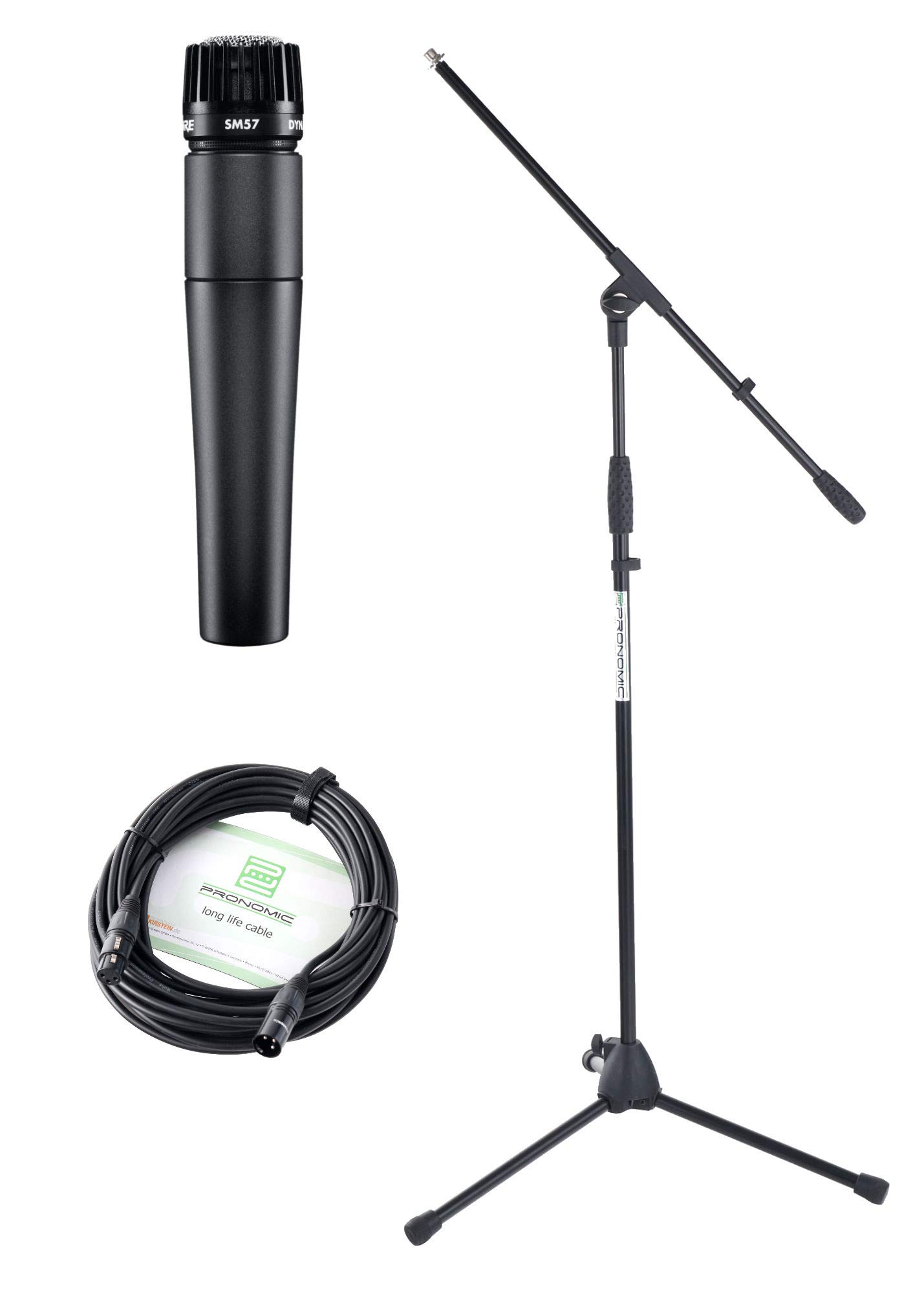 Shure SM 57-LCE Mikrofon Stativ Set, Dynamisches Mikrofon, 5 dBV/Pa /1 | Richtcharakteristik: Niere, Übertragungsbereich: 40 - 15.000 Hz, Empfindlichkeit (bei 1 kHz): -54, 5 dBV/Pa /1, 88 mV), 1 kg