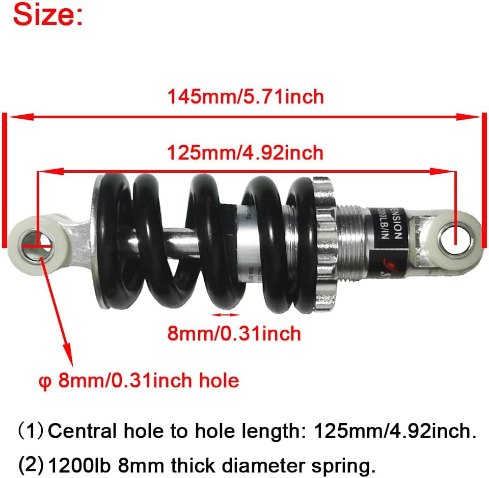 Dimensions of the 125mm shock absorber