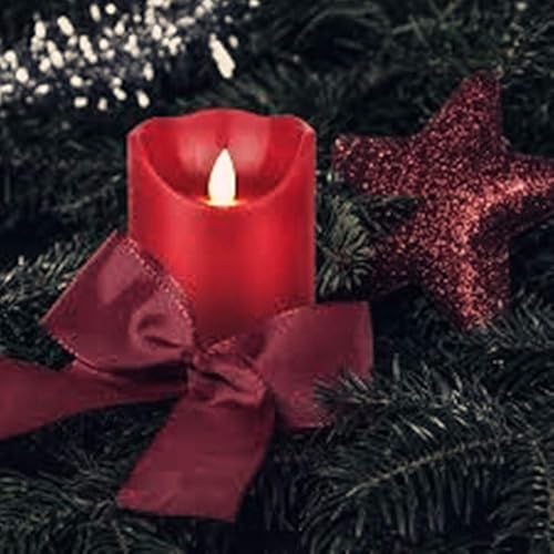 Miniatura 2 de YO-YO MALL Velas rojas sin llama parpadeantes, funciona con pilas, velas LED de pilar real de cera suave con temporizador y control remoto para