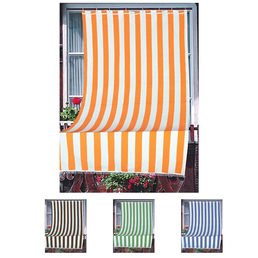 Home Tresor - Tenda da Sole da Esterno per Balcone/Terrazzo/Veranda con Anelli e Ganci per Applicazione, Resistente e Lavabile, 100% Poliestere, A righe Arancione cm. 140x250