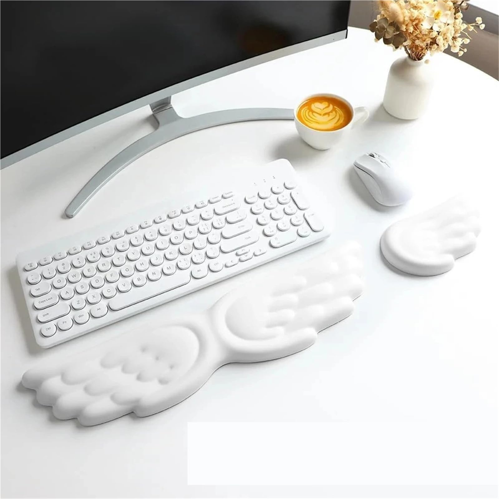Tappetino Mouse Con Poggiapolsi Set poggiapolsi in memory foam con ala d'angelo