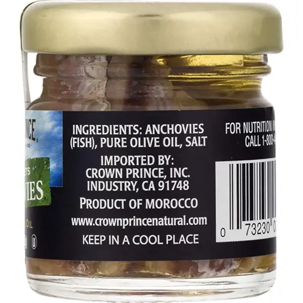 Crown Prince Natural Flat Fillets of Anchovies in Pure Olive Oil, 1.5-Ounce Jars (Pack of 18) 2