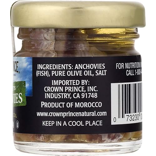 Miniatura 2 de Crown Prince Filetes planos naturales de anchoas en aceite de oliva puro, frascos de 1.5 onzas (paquete de 18)