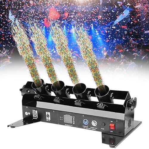 WEIMILOR Máquina portátil de 4 Disparos de Confeti, Lanzador eléctrico de Confeti, cañón de Confeti, Lanzador de Confeti Profesional para DJ en Bodas.