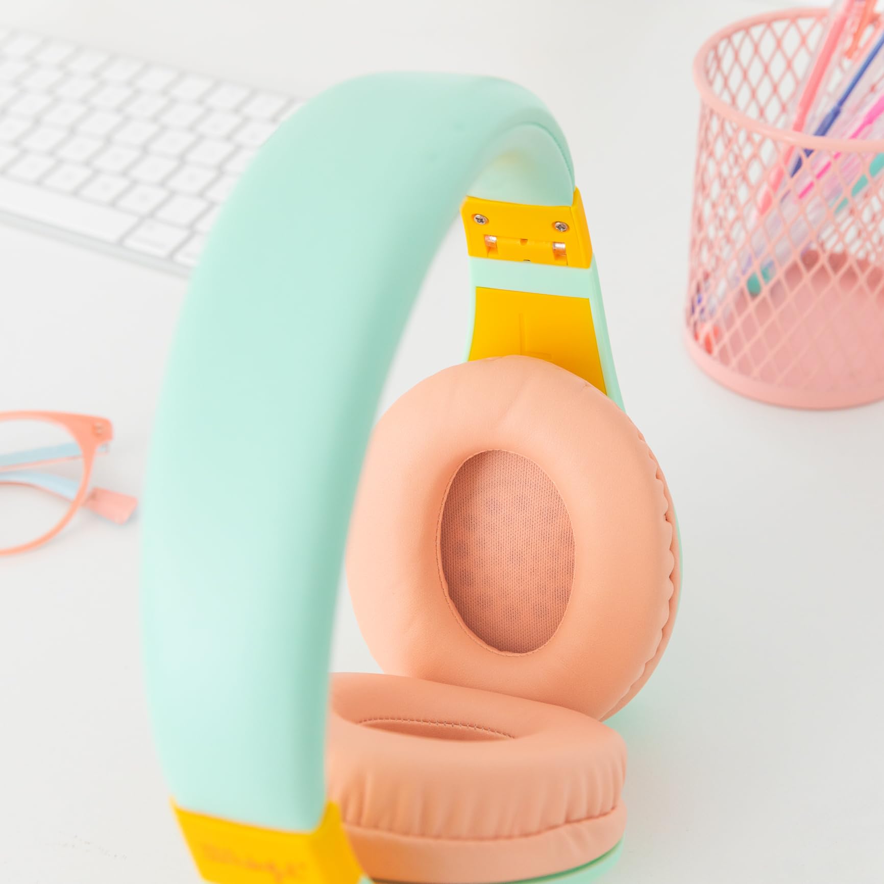 WONDEE Mr Wonderful Regalos, Auriculares/Cascos Inalámbricos Bluetooth Diadema, Calidad de Sonido con Diseño Exclusivo y Alegre - Cascos con Cancelación de Ruido, Auriculares Diadema Gym