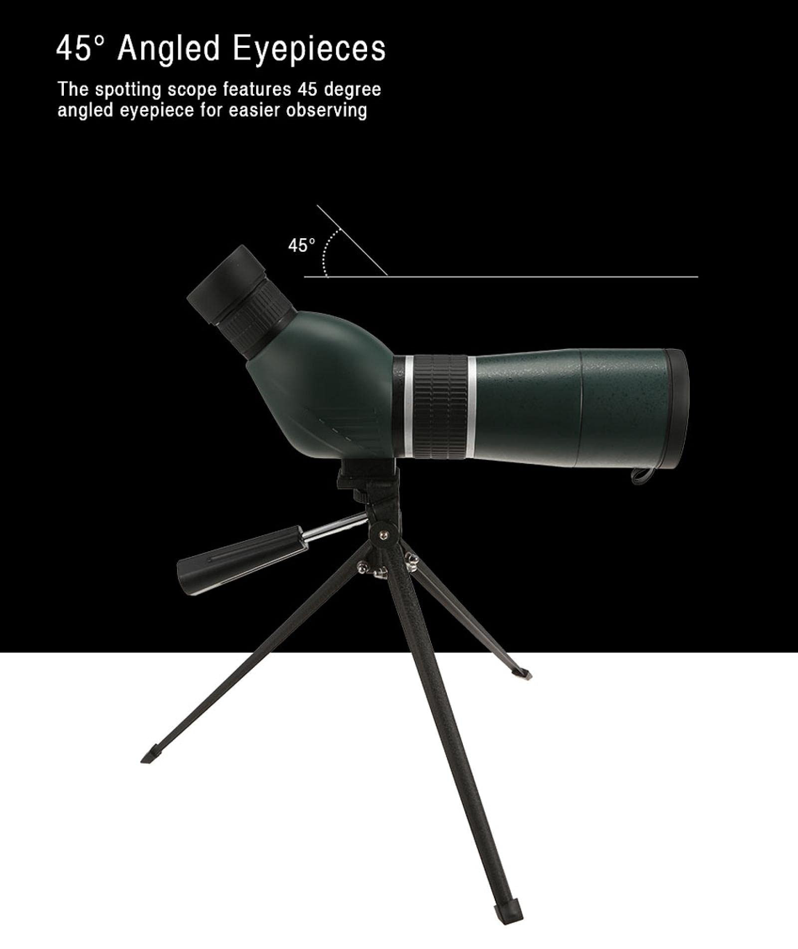 Zoom Telescopio Monoculare 15-45X60 Hd Impermeabile Per Birdwatching Con Cannocchiale Da Caccia Con Treppiede Occhio Angolato Di 45 Gradi Occhio Angolato Di 45 Gradi