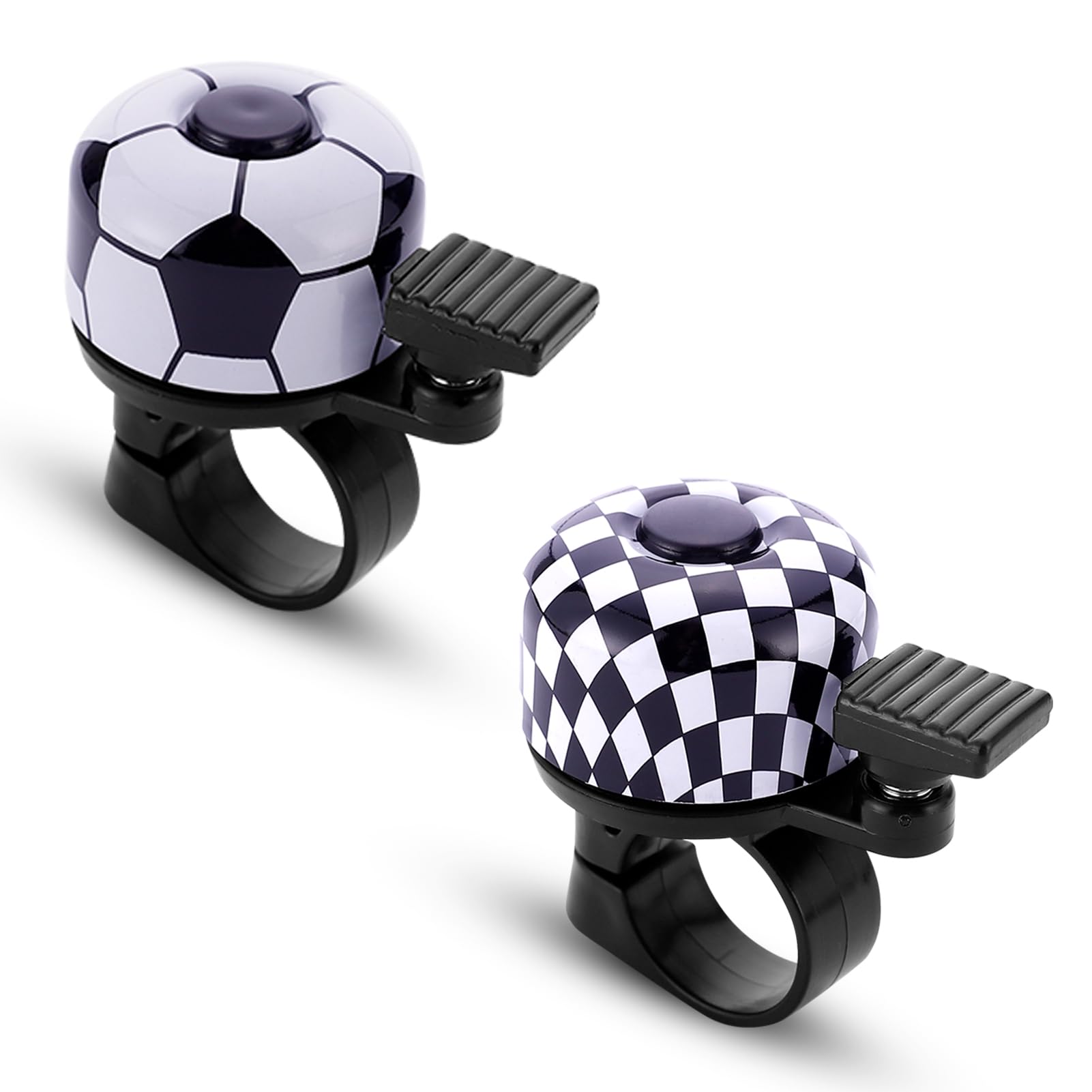 Paliston Bike Bell Bicycle Bell Crisp Sound for Adults Kids Boys Girls Football & Checkered