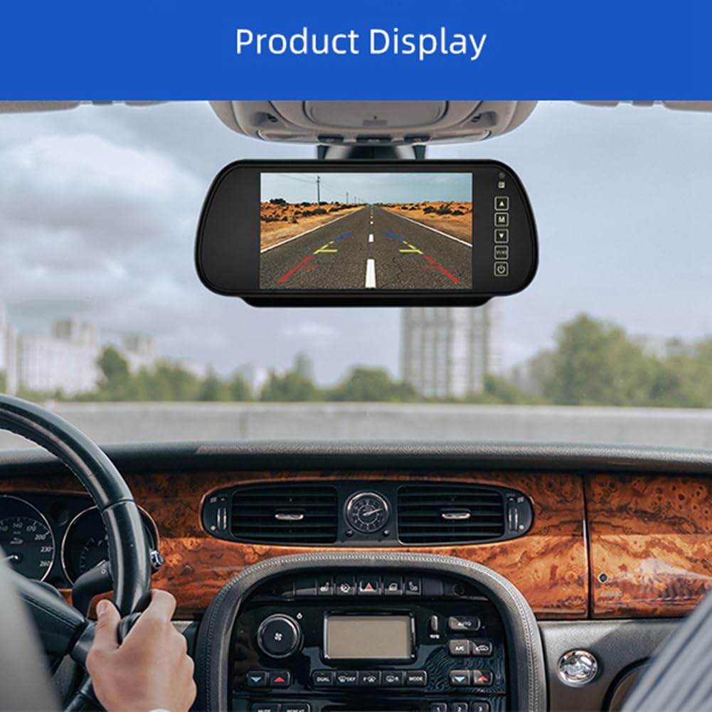 CTRLZS Moniteur de Rétroviseur LCD de Voiture de 7 Pouces, Écran de Stationnement, Assistance à L'Affichage Automatique pour Caméra de Recul, Pièces de Rechange