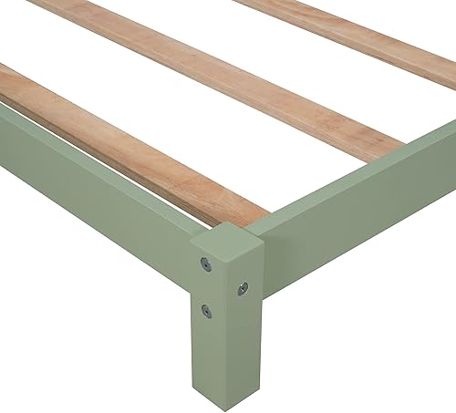 Miniatura 7 de P PURLOVE Cama Montessori de tamaño individual con cabecera en forma de casa para niños, marco de cama de madera con soporte de listones, no