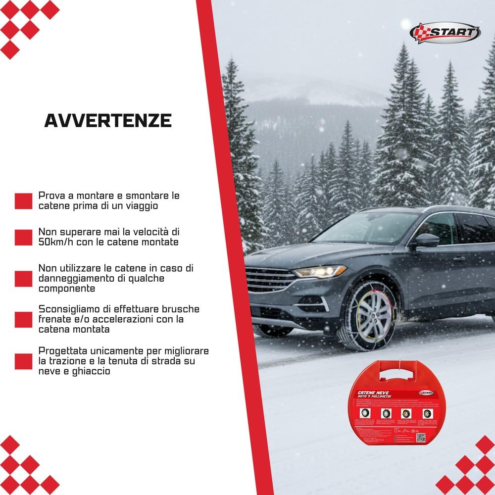 Start Ensemble de deux chaînes à neige de 9 mm d'épaisseur, groupe 60
