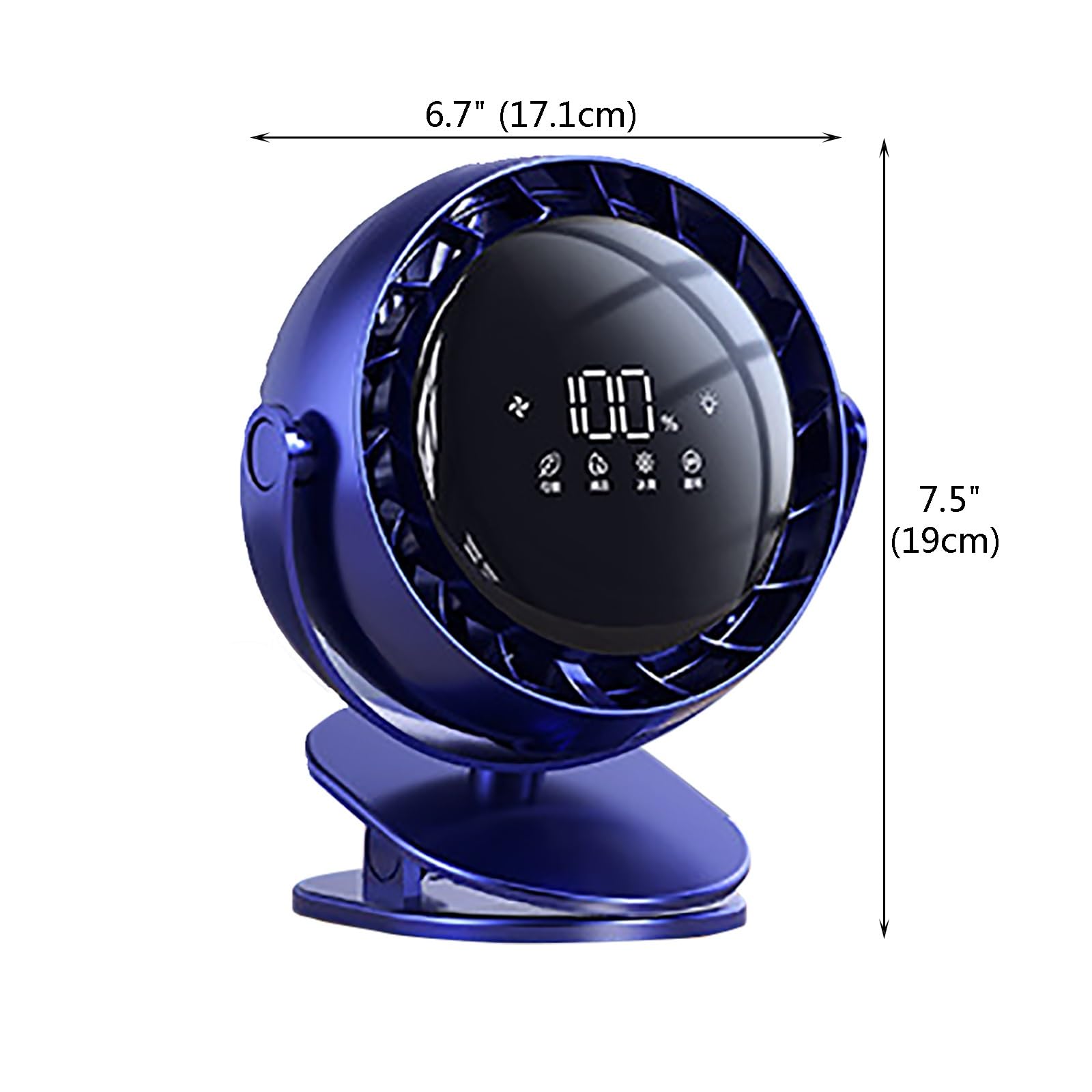 Ventilatore portatile ricaricabile con clip, ultra silenzioso, con forte flusso d'aria, 4 impostazioni di velocità, mini ventilatore USB per casa, ufficio e uso esterno (blu)