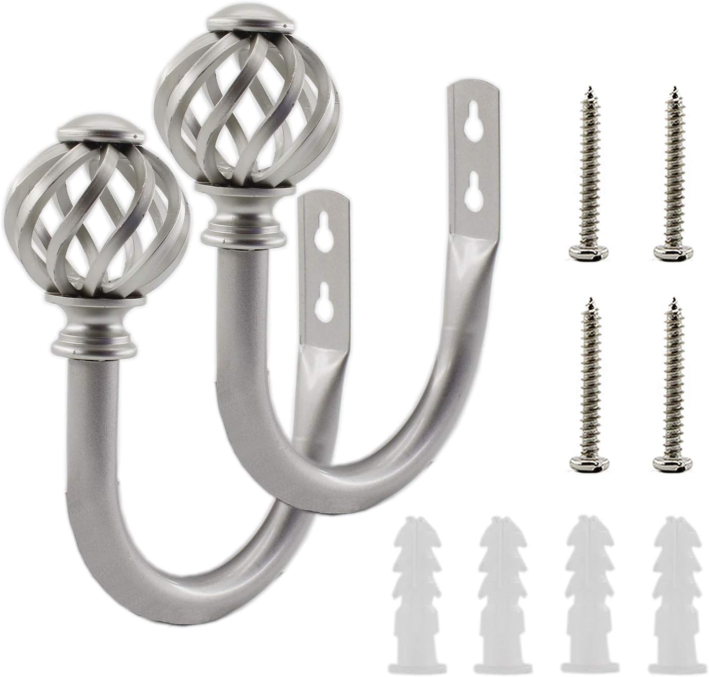 Wall Hooks,Hooks,Adhesive Hooks,Curtain Holdbacks,U Shaped Wall Mounted Curtain Tieback Hooks Drapery Tiebacks Decorative Curtain Hooks Window Treatment Holdbacks Hardware for Home Decor(Silver)