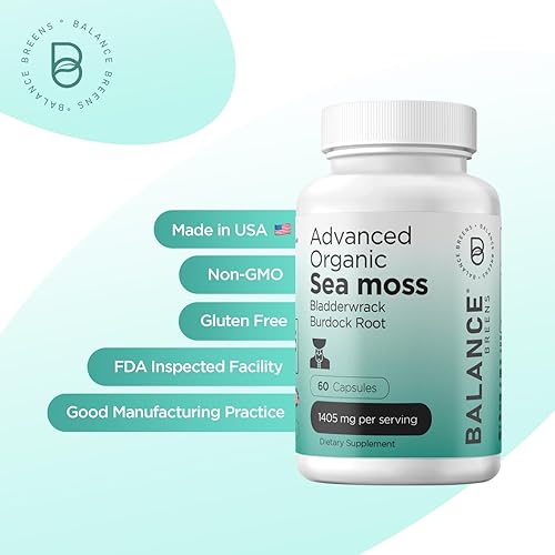 Miniatura 6 de Suplemento orgánico irlandés de musgo marino, vejiga y raíz de bardana, 1405 mg, 60 cápsulas vegetales – refuerzo inmunológico, salud intestinal