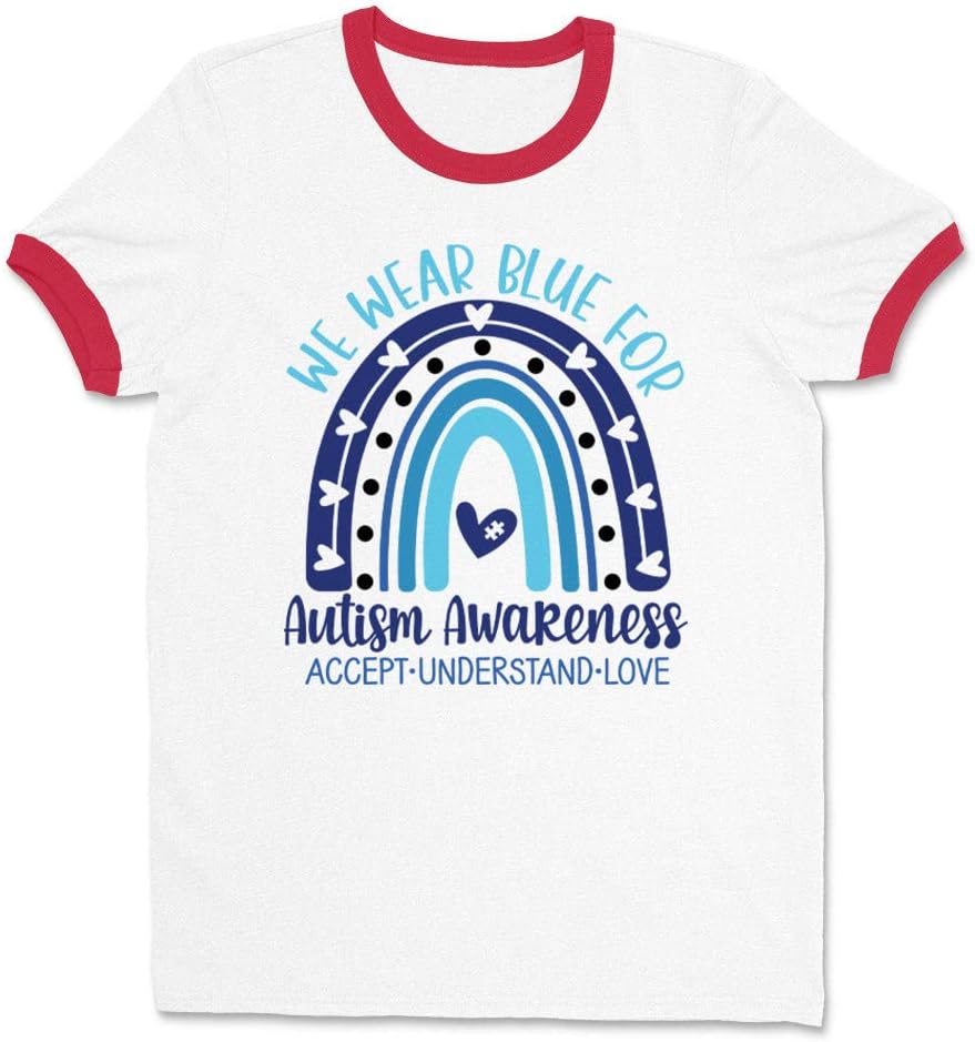 We Wear Blue for Autism Awareness Ringer Tee Shirt Unisex