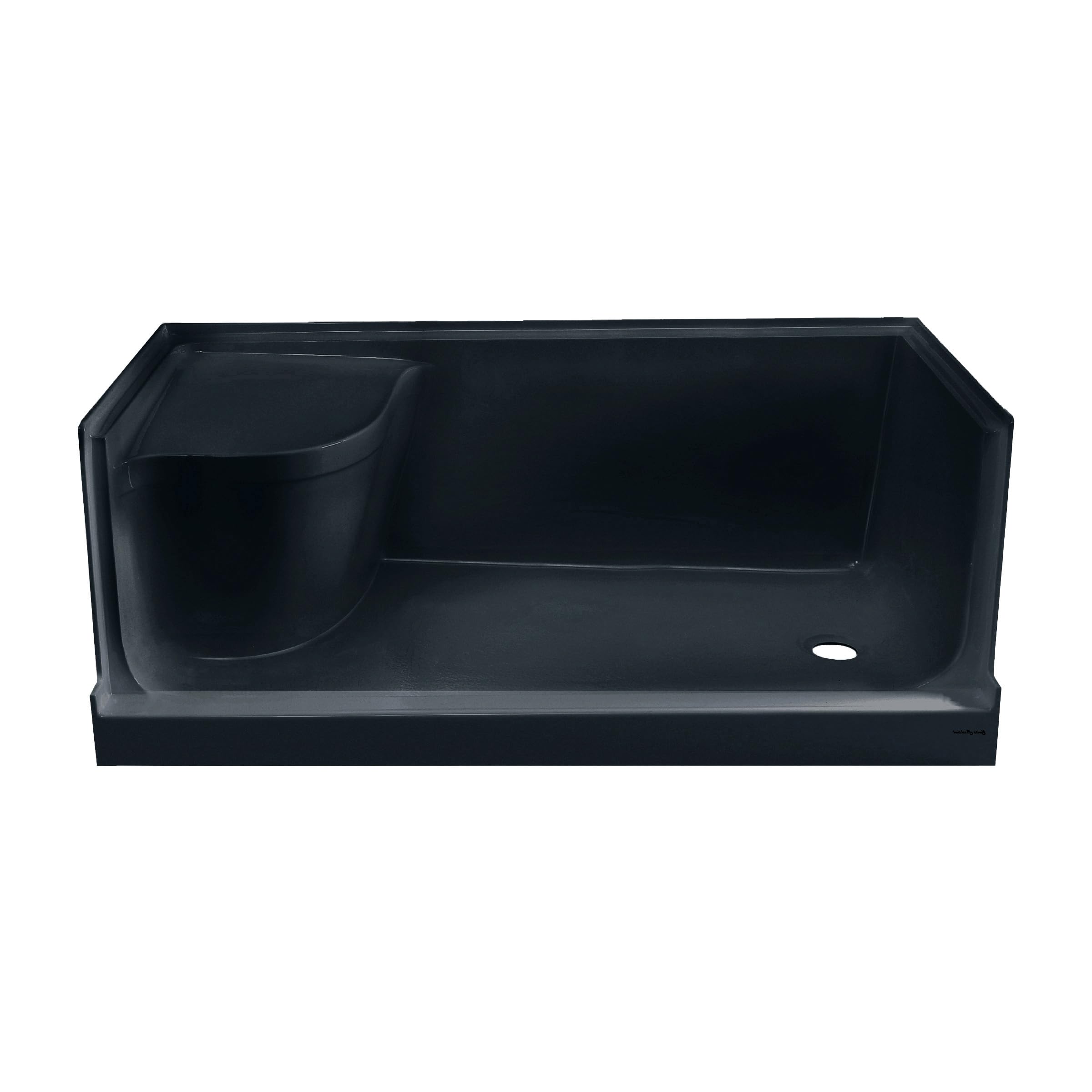 Aquatique 60x32 Right Drain Matte Black Shower Base