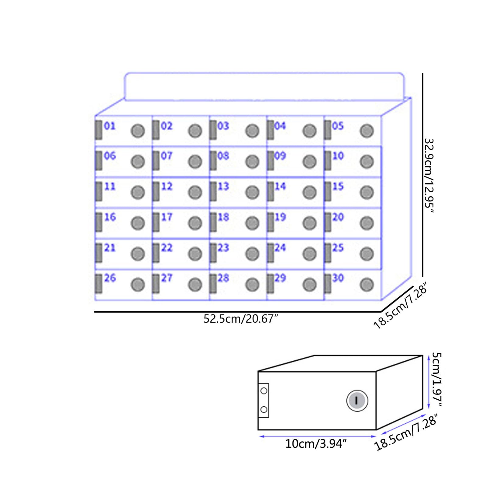 Armadietto di sicurezza in acrilico da parete, 10 x 18,5 x 5 cm, per ufficio, riunioni, scuole, eventi e aziende, formato A30