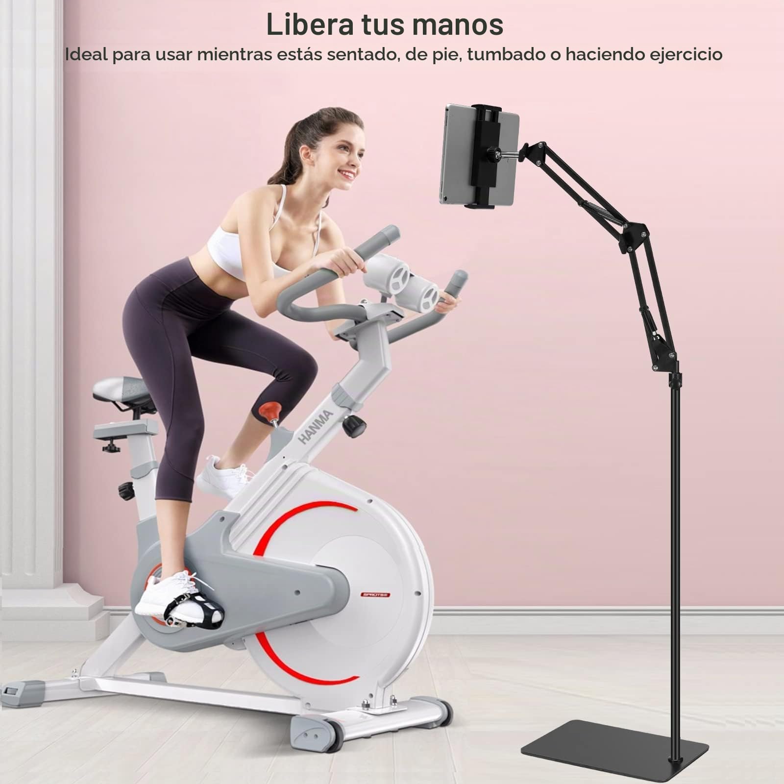 SAMHOUSING Soporte de Suelo para Tableta, Ajustable Universal Giratorio de 360 Grados, Soporte de teléfono para iPad/iPhoneX/iPad Pro u Otros Dispositivos de Pantalla de 4.7 a 12.9 Pulgadas (Negro)