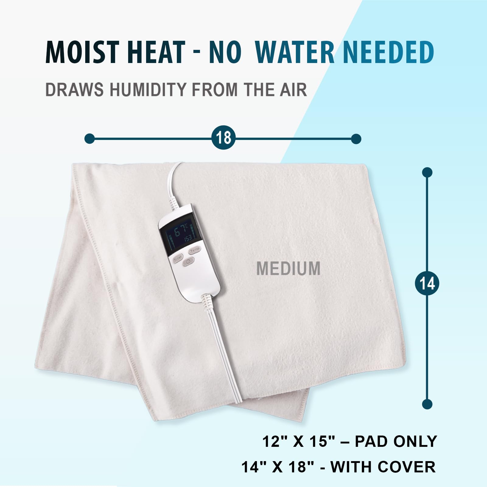 M PAIN MANAGEMENT TECHNOLOGIES ThermoRelief - Almohadilla térmica extra grande con apagado automático para calambres y espalda - Almohadilla eléctrica digital de grado médico extra caliente - Tamaño