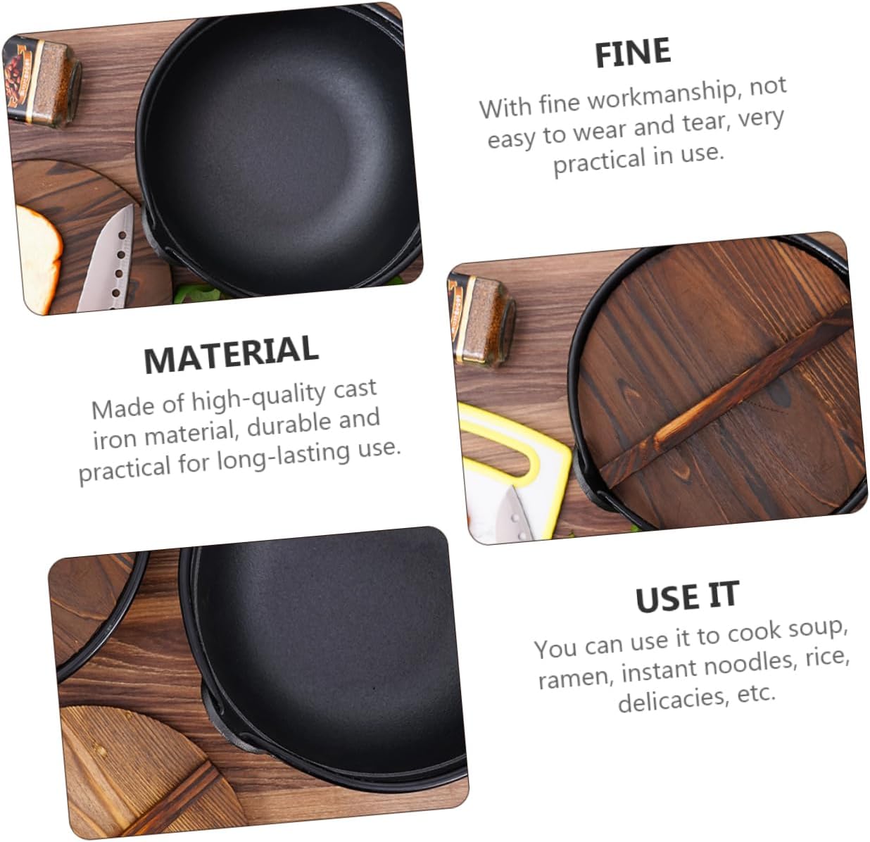 1set Outdoor Cast Cooking Pot Portable Soup Pot for Camping Lightweight Dutch Oven for Picnic Cooking Nonstick Utility for Campfire and Outdoor Use