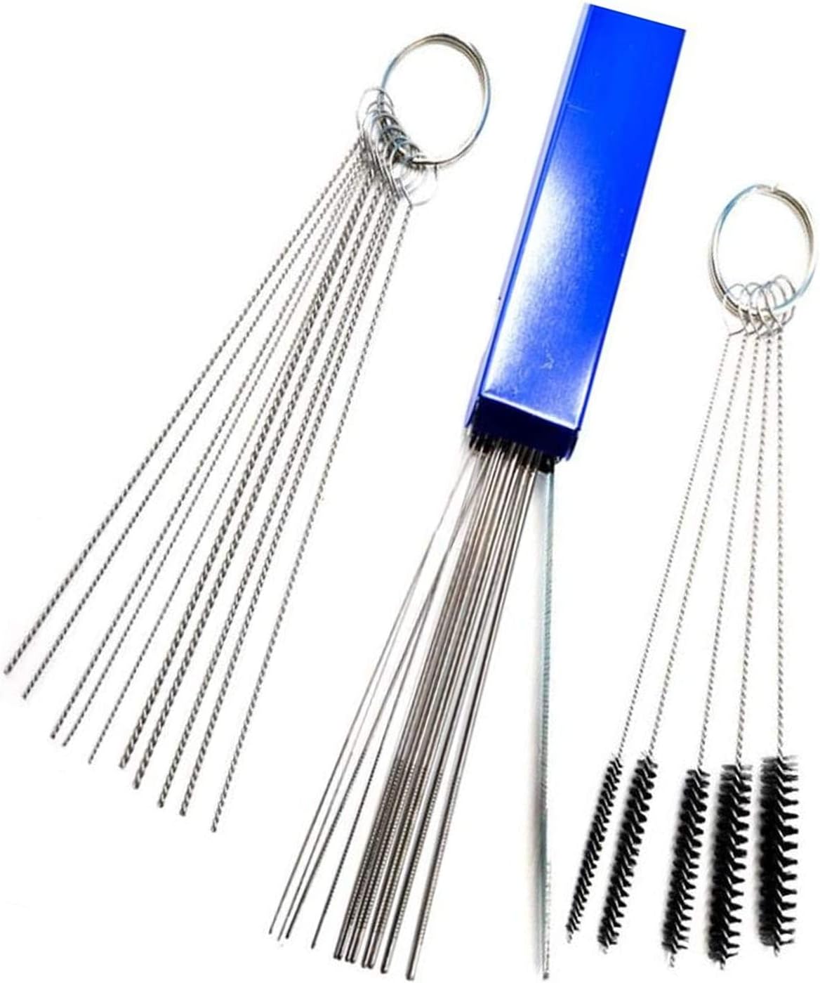 KooteenYao Carburettor Jet Ceaning Tool, 10 Cleaning Needles and 5 Nylon Brushes 13 Pieces