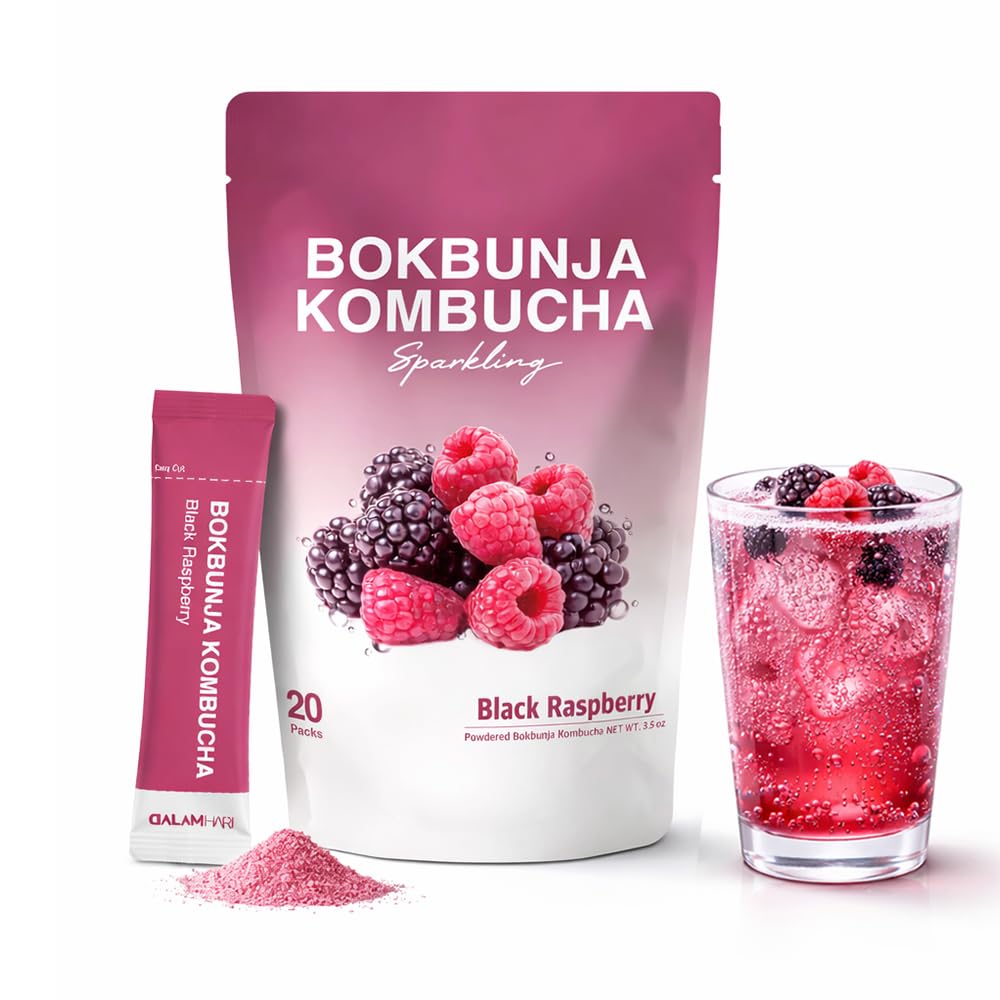 DALAMHARI Kombucha Powder | Black Raspberry Bokbunja 20T | Kombucha Drink Probiotic Soda Urban Kombucha Synergy Scoby Kombucha Starter Kit Adaptogen