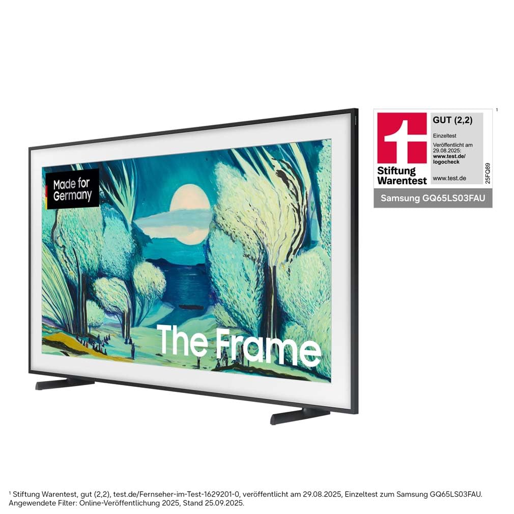 Samsung The Frame LS03F 4K QLED 65 Zoll (163 cm) UHD Fernseher, Frame Design, NQ4 AI Gen2 Prozessor, Art Mode, Artful Picture Quality, One Connect Kabel, Smart TV, 2025